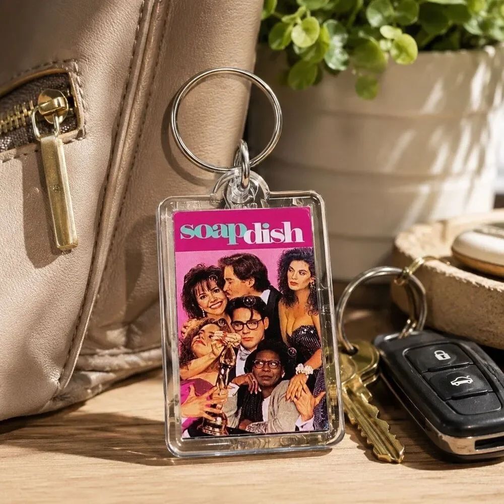 Vintage Keychain SOAP DISH Key Ring Acrylic Fob 1991 ROMANCE MOVIE Paramount Pic